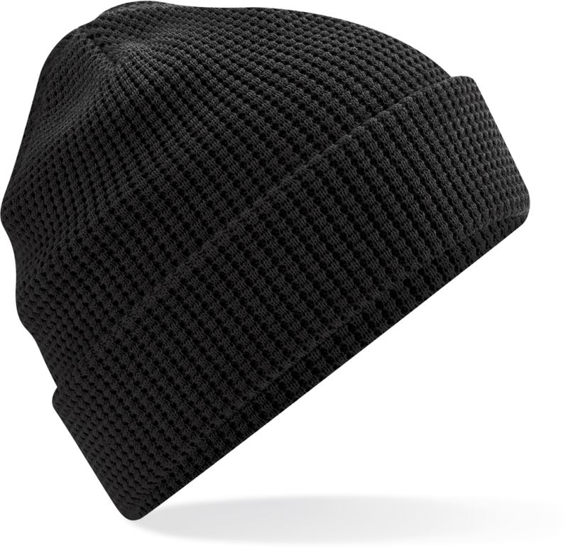 Levně Pletená bio čepice s vaflovým úpletem - black