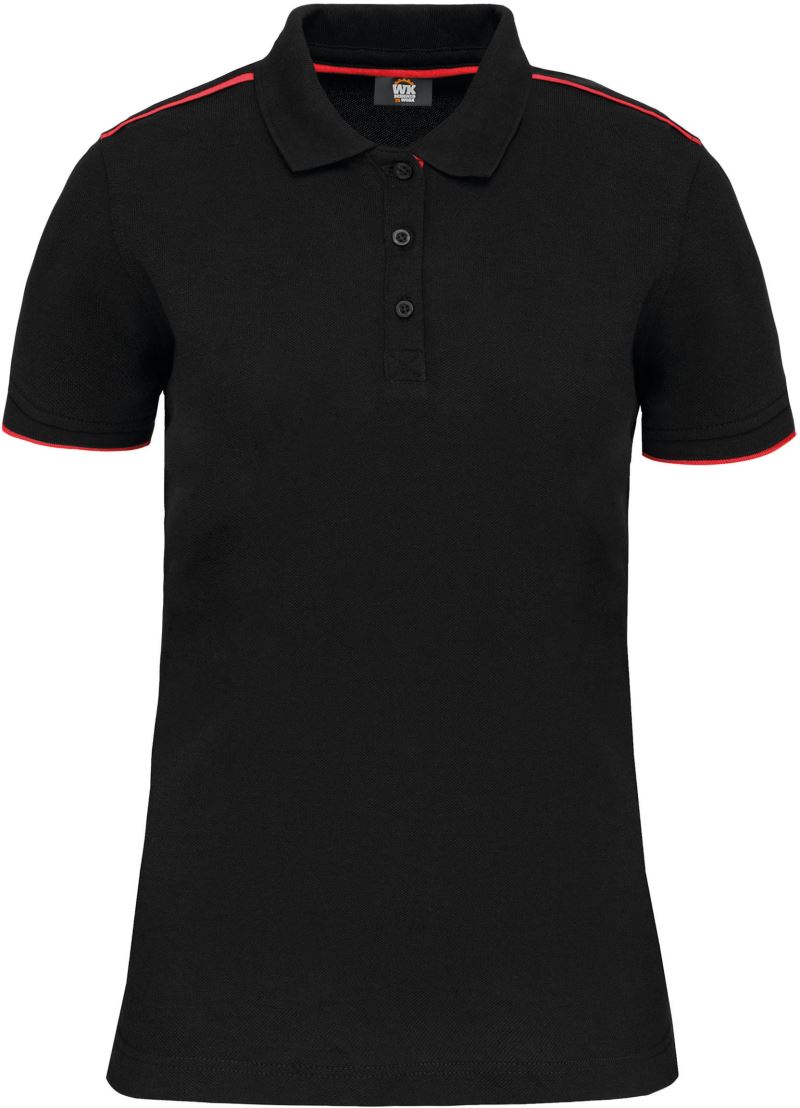 Levně Dámské pracovní piqué polo "Day-to-Day" - black/red
