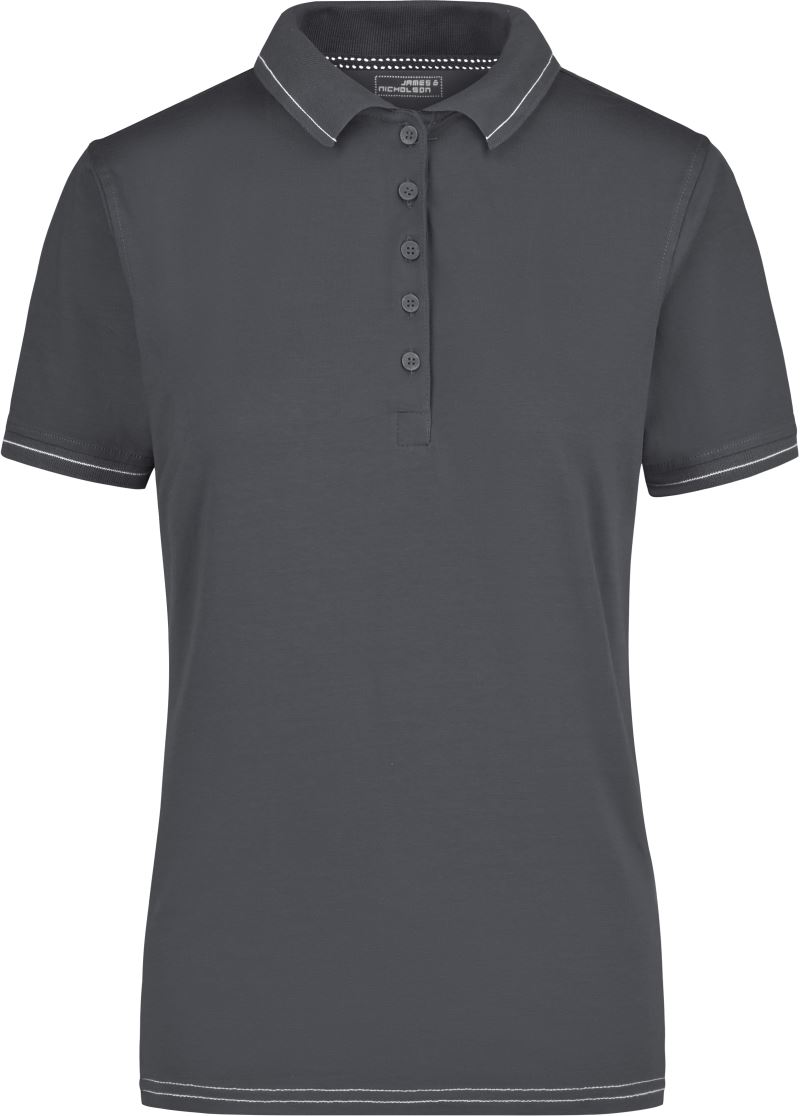Levně Dámské žerzejové elastické polo - graphite/white