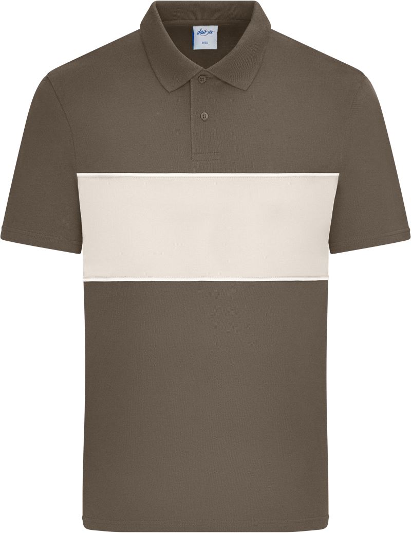 Levně Bio polo "Colour-Block" - muddy brown/sandstone