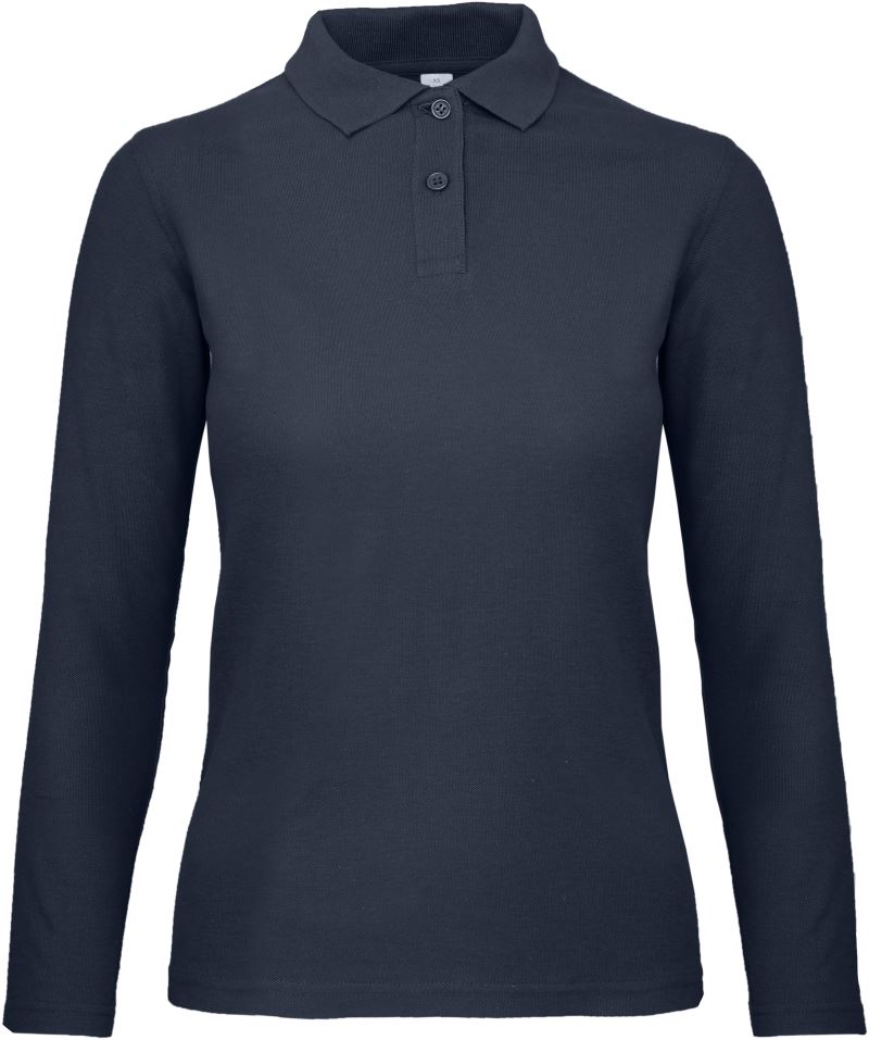 Dámské piqué polo s dlouhým rukávem - navy