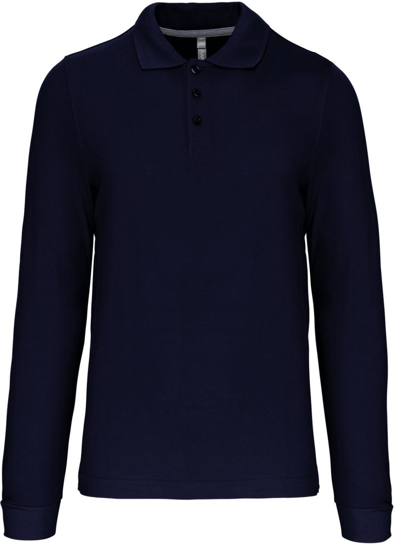 Levně Pánské piqué polo s dlouhým rukávem - navy