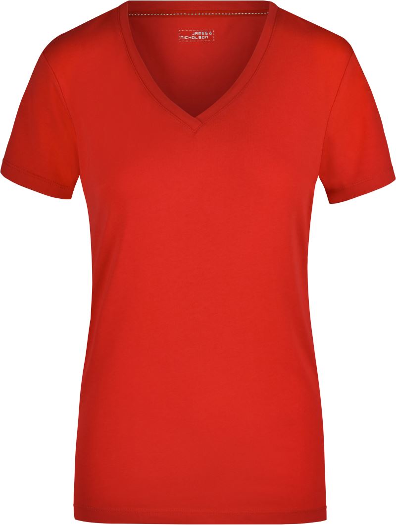 Levně Dámské elastické tričko s výstřihem do V - red