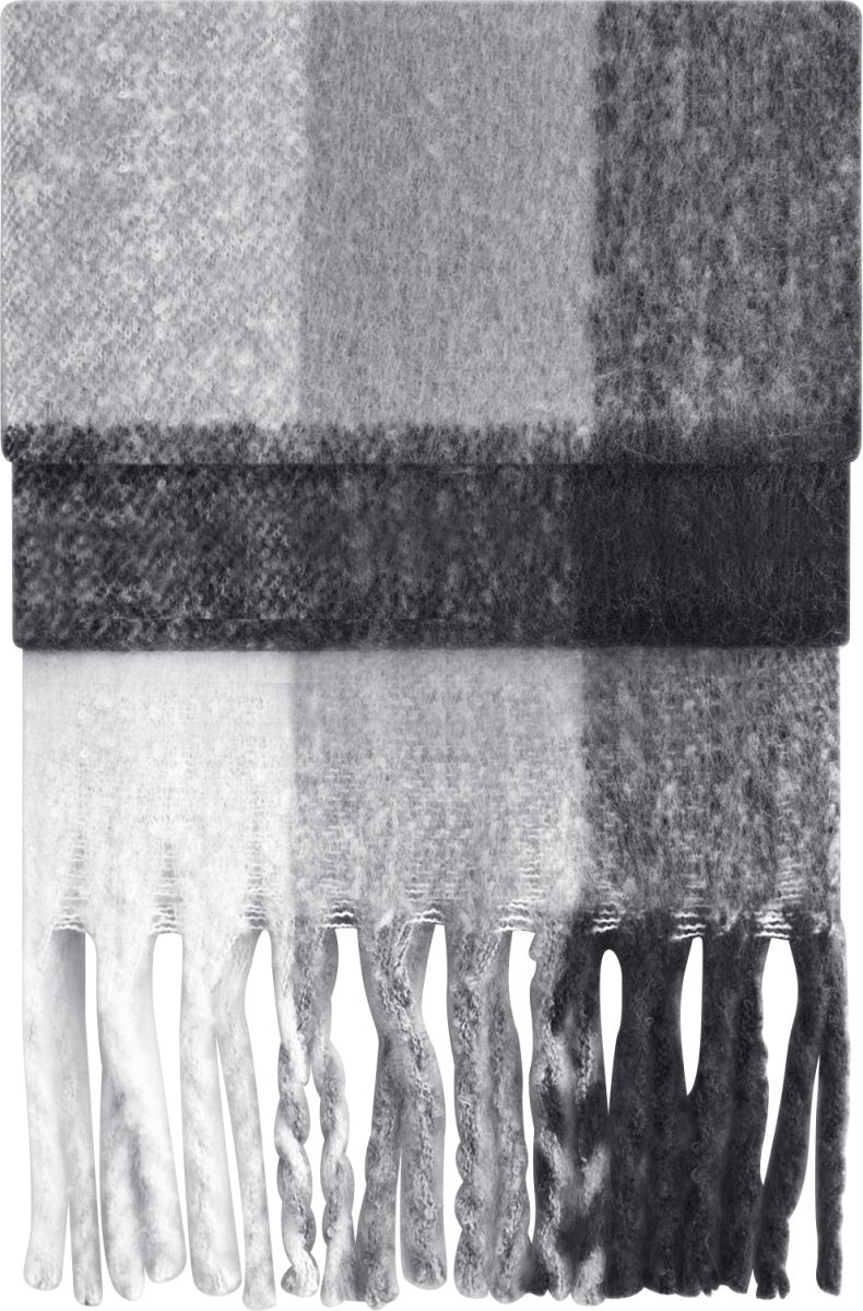 Levně Šála "Fluffy Check" - grey check