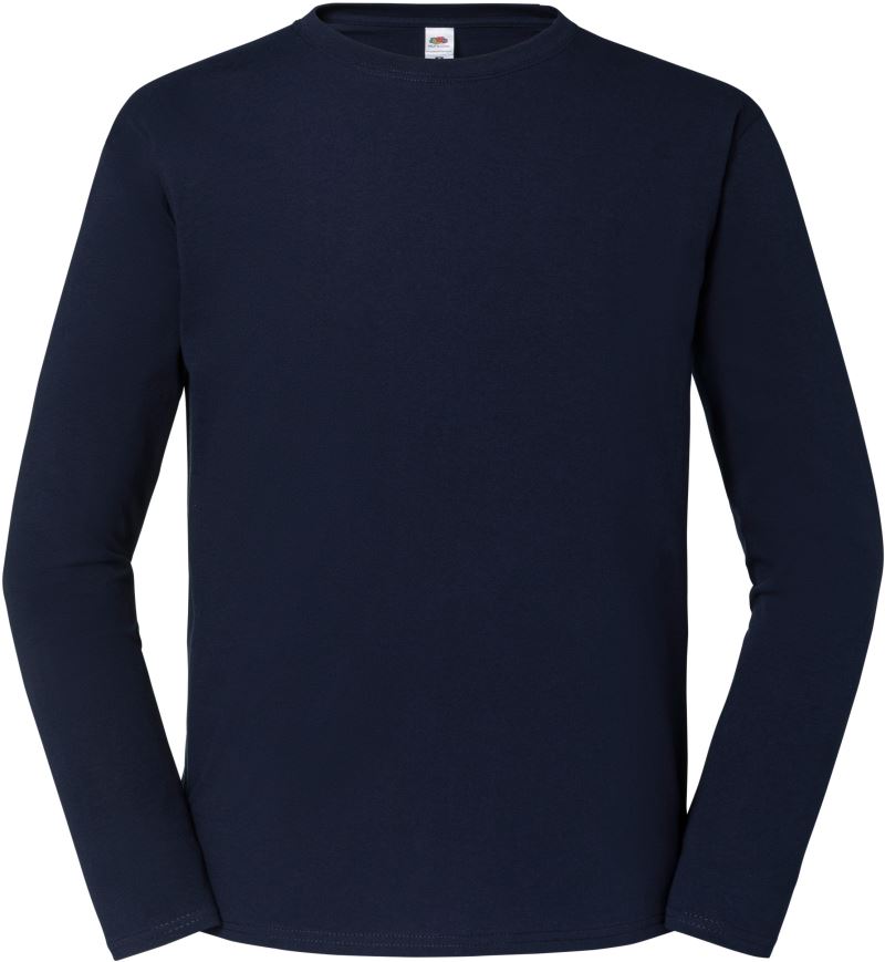 Levně Pánské tričko z těžké bavlny s dl. rukávem - deep navy