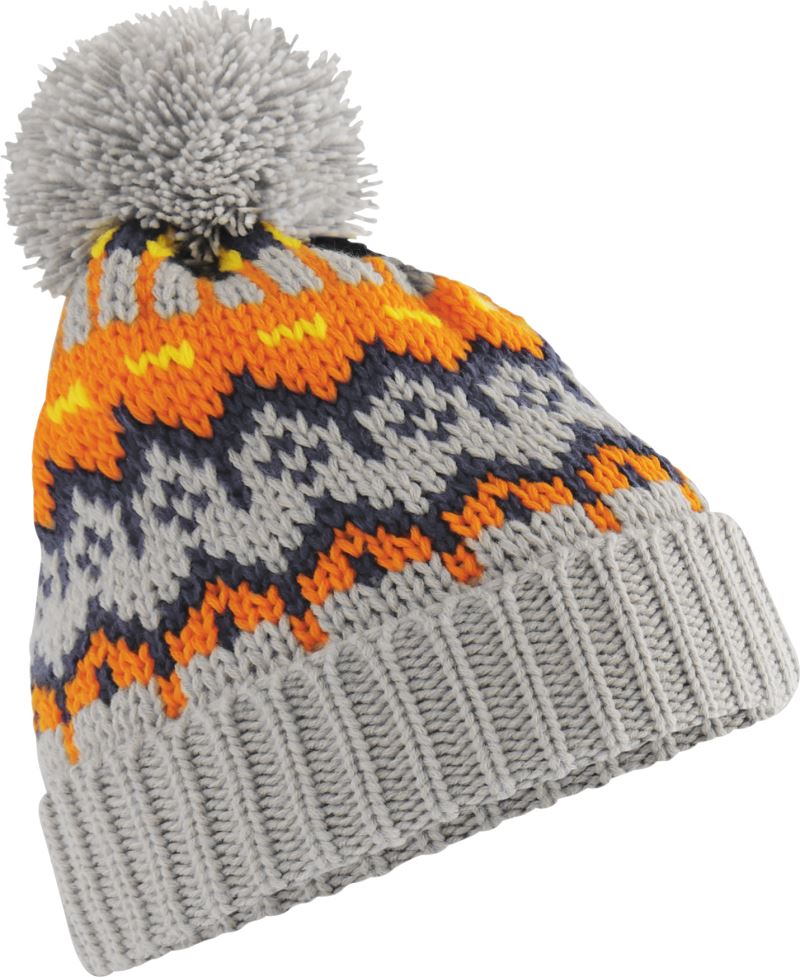 Levně Bavlněná čepice s bambulí "Retro Ski" - glacier grey