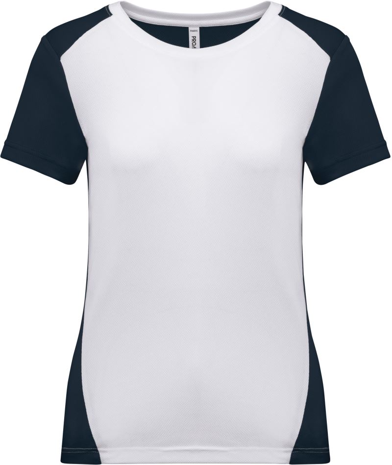 Levně Dámské kontrastní sportovní tričko - white/navy