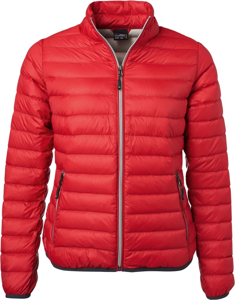 Levně Dámská péřová bunda - red/silver