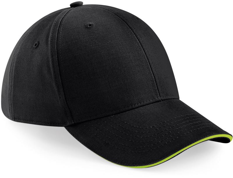 Levně 6 panelová sandwich kšiltovka "Athleisure" - black/lime green