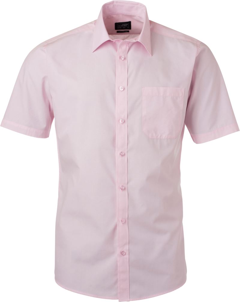 Levně Popelínová košile s krátkým rukávem - light pink