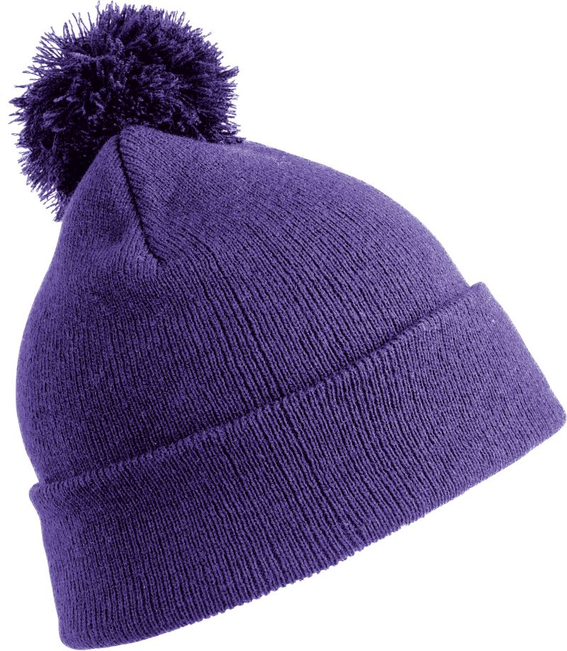 Levně Pletená čepice s bambulí - purple