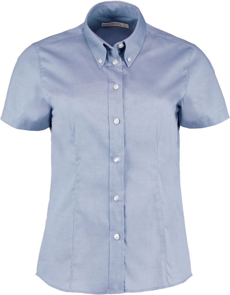 Levně Halenka Oxford s krátkým rukávem - light blue