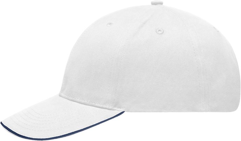 Lehce broušená 6 panelová sandwich kšiltovka - white/navy
