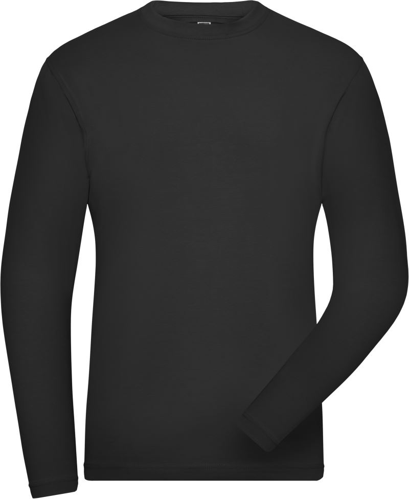 Levně Pánské pracovní elast. tričko, dl. rukáv - Solid - black