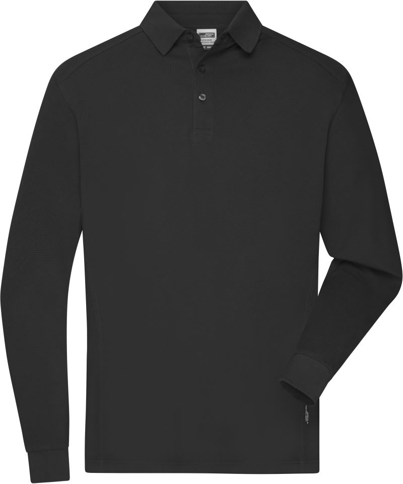 Levně Pánské pracovní piqué polo s dlouhým rukávem - black