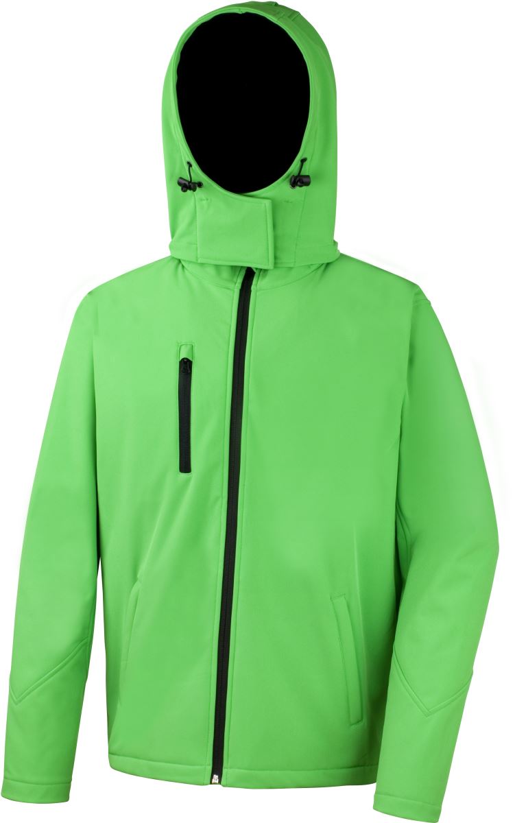 Levně Pánská 3-vrstvá softshellová bunda s kapucí - vivid green/black