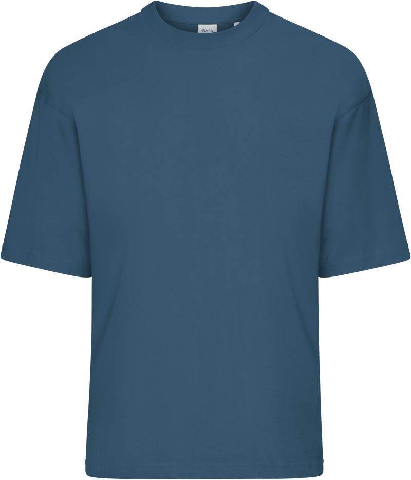 Levně Těžké bio oversize tričko - dusty blue