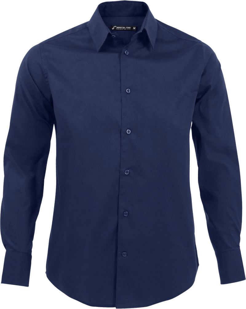 Levně Elastická košile s dlouhým rukávem - dark blue