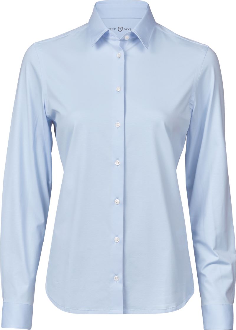 Levně Strečová halenka s dlouhým rukávem - light blue