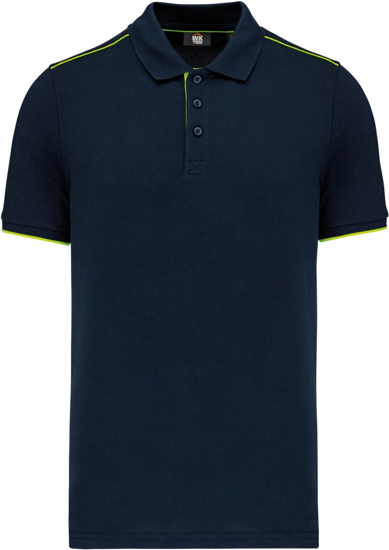 Levně Pánské pracovní piqué polo "Day-to-Day" - navy/fluorescent yellow