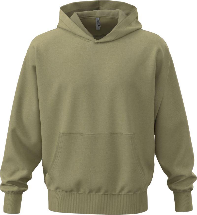 Levně Těžká oversize unisex mikina s kapucí - light olive