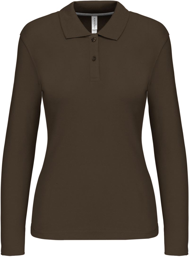 Levně Dámské piqué polo s dlouhým rukávem - dark khaki