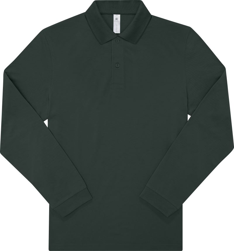 Levně Piqué polo s dlouhým rukávem - dark forest