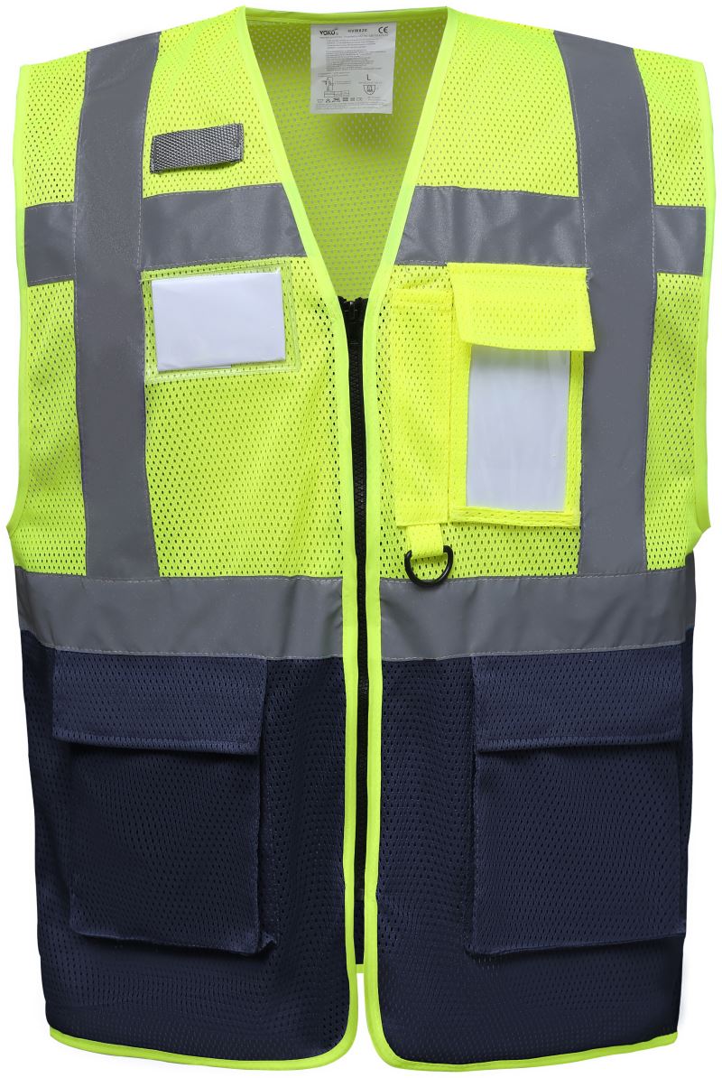 Hi-Vis síťovaná bezpečnostní vesta - hi vis yellow/navy