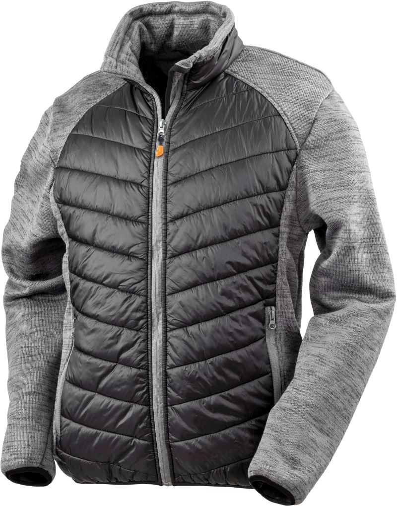 Levně Hybridní pletená fleecová bunda "Elevator" - black/grey marl