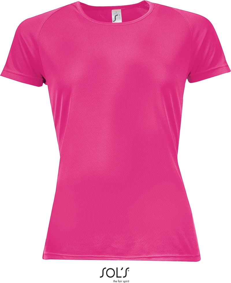 Levně Dámské raglánové sportovní tričko - neon pink