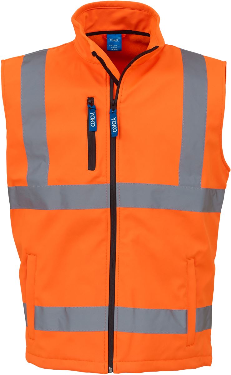 Levně Hi-Vis softshellová vesta - hi vis orange