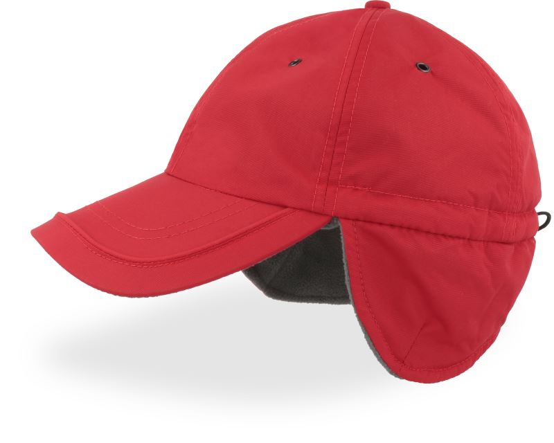 Levně 6 panelová kšiltovka s ochranou uší - red