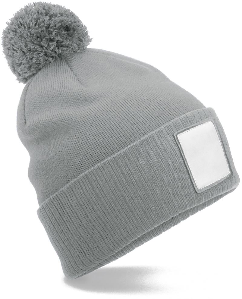 Levně Pletená čepice Patch "Pompon" - ash/white