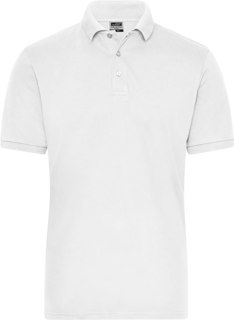 Levně Pánské pracovní elast. polo z bio bavlny - Solid - white