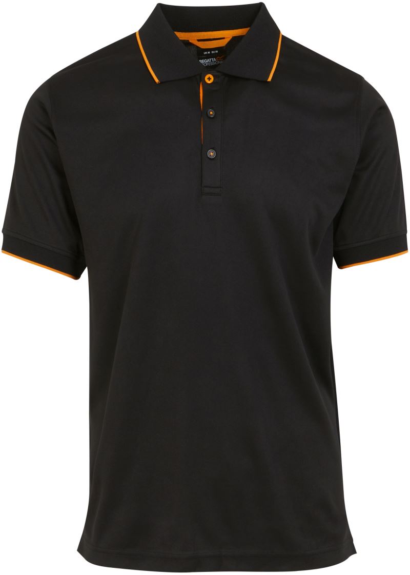 Levně Piqué polo "Navigate" - black/orange pop