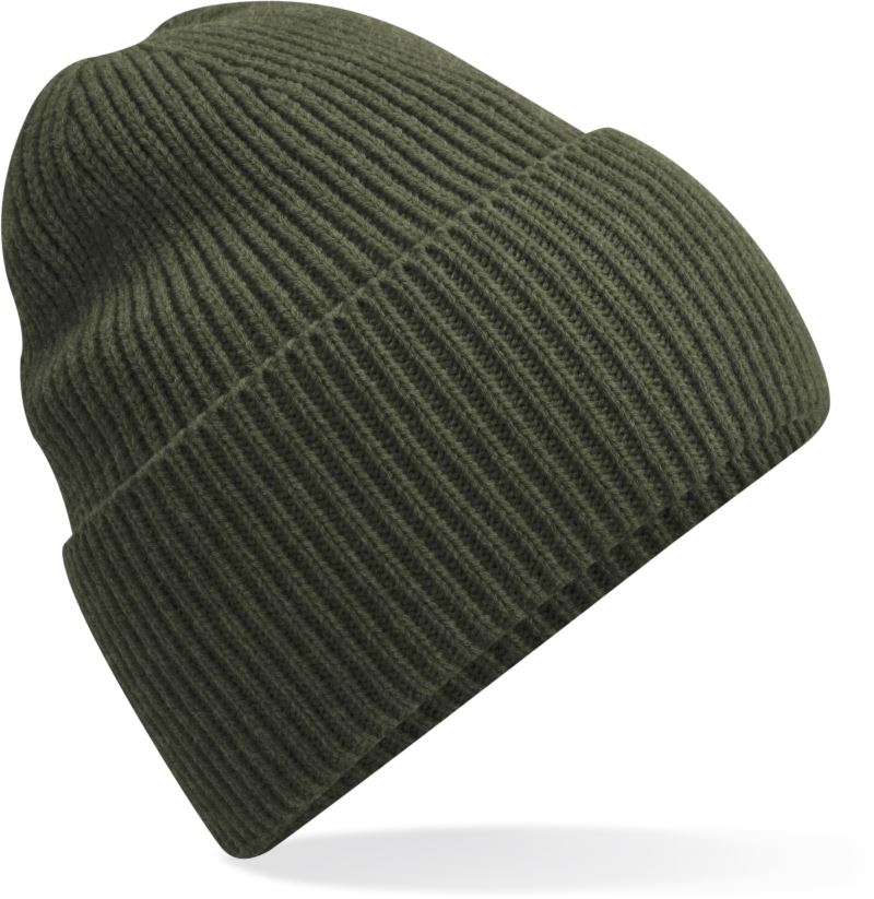 Levně Dlouhá pletená čepice s manžetou - olive green