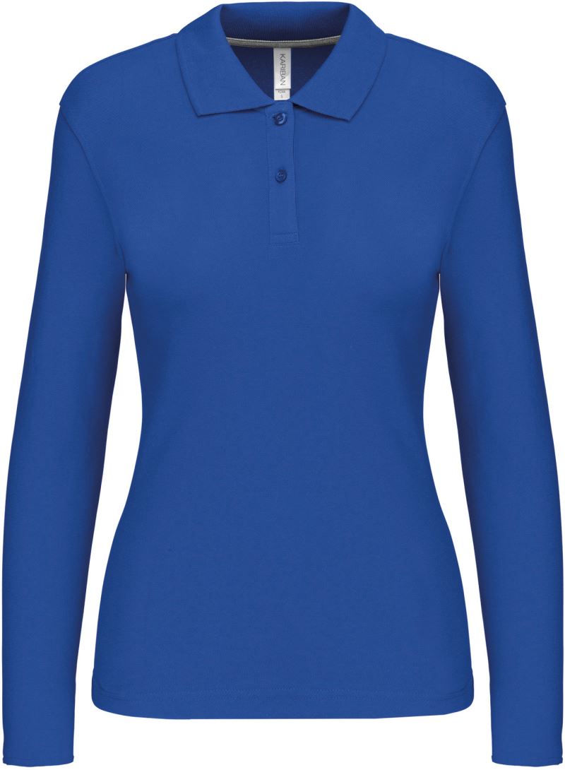 Levně Dámské piqué polo s dlouhým rukávem - light royal blue