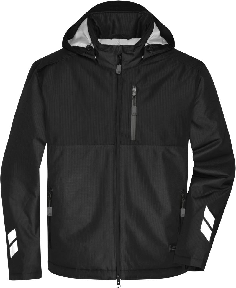 Levně Pracovní hardshellová polstrovaná bunda - black/black