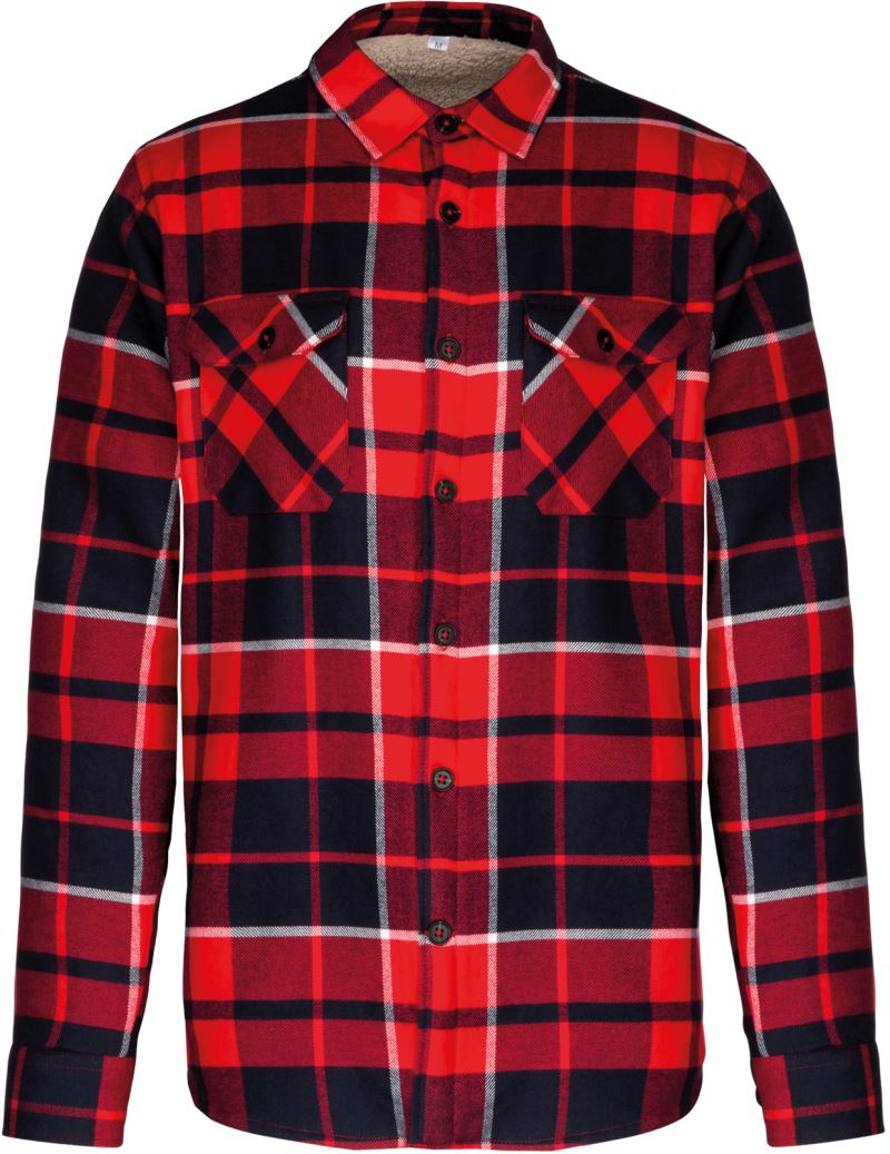 Levně Flanelová košile s sherpa fleecovou podšívkou - red/navy