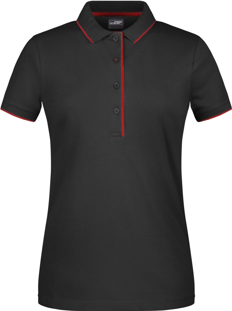 Levně Dámské piqué polo s kontrastní légou - black/red