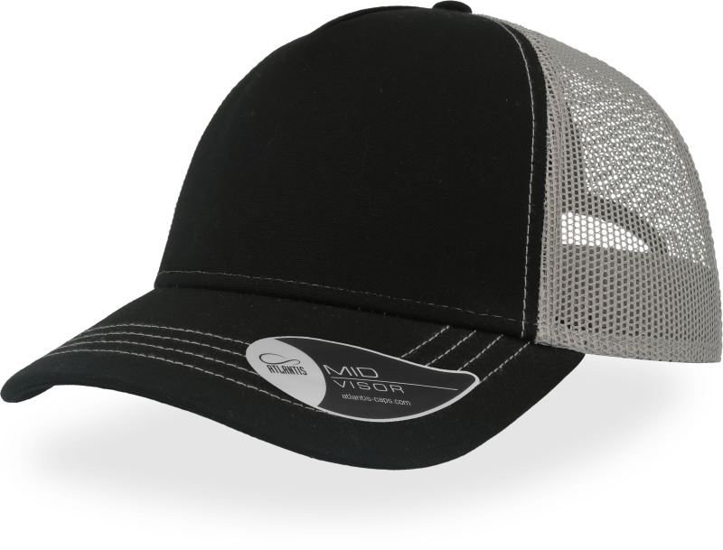 Levně 5 panelová síťovaná kšiltovka "Rapper Canvas" - black/grey