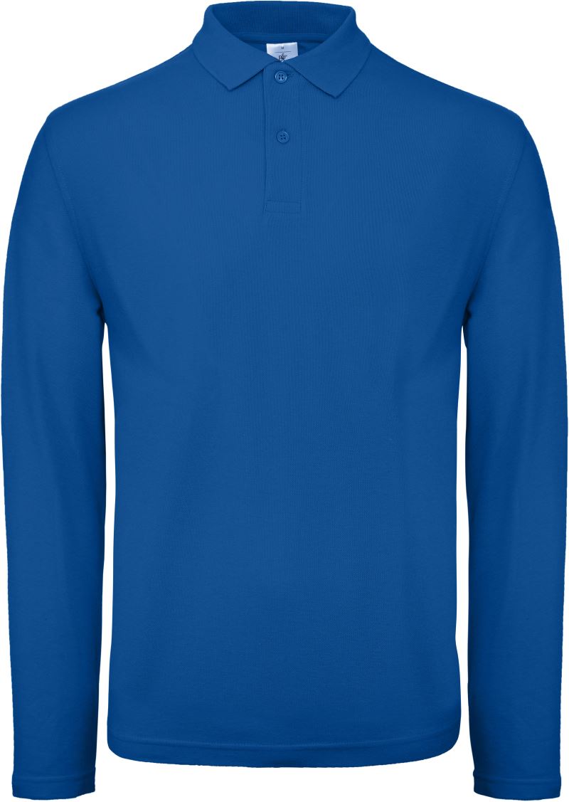 Pánské piqué polo s dlouhým rukávem - royal blue