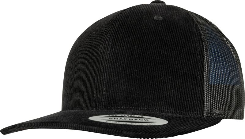 6 panelová manšestrová kšiltovka - black