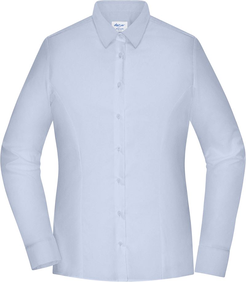 Levně Popelínová halenka slim fit s dlouhým rukávem - light blue