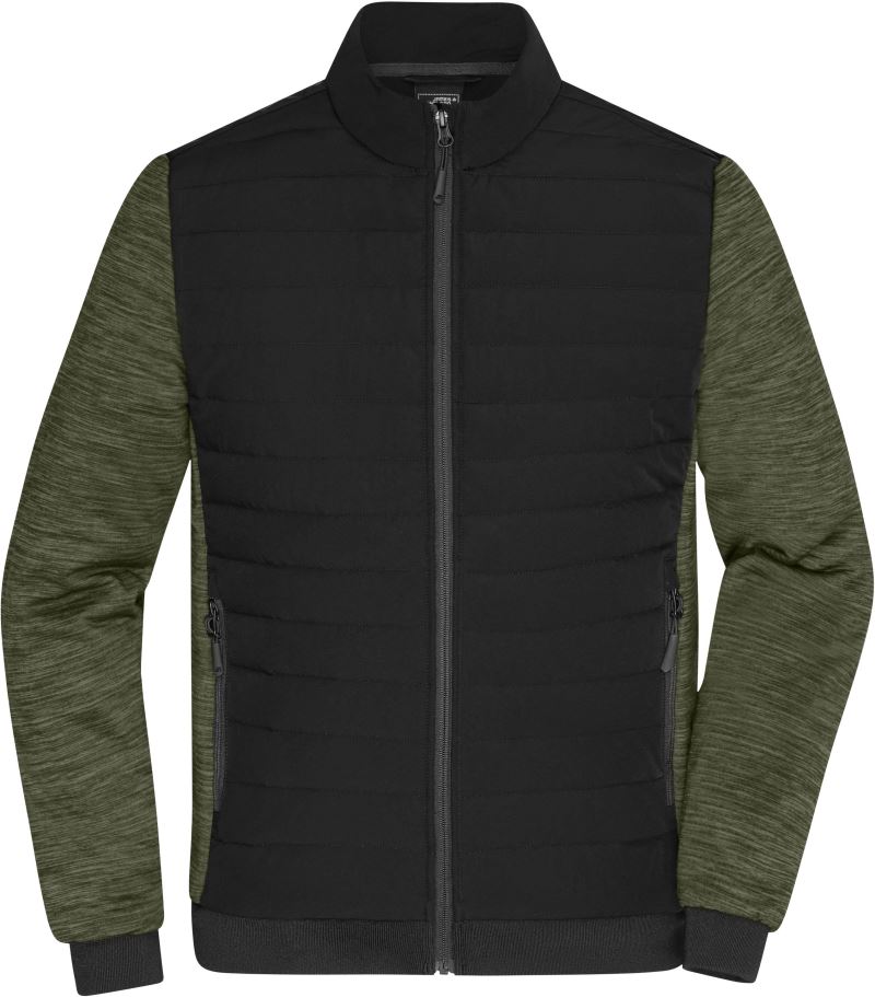 Levně Pánská hybridní bunda - black/olive melange