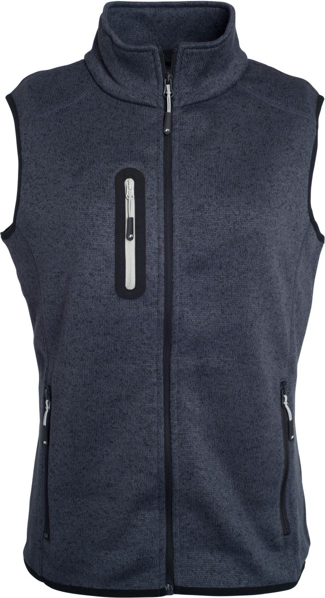 Levně Dámská pletená fleecová vesta se stojáčkem - dark grey melange/silver
