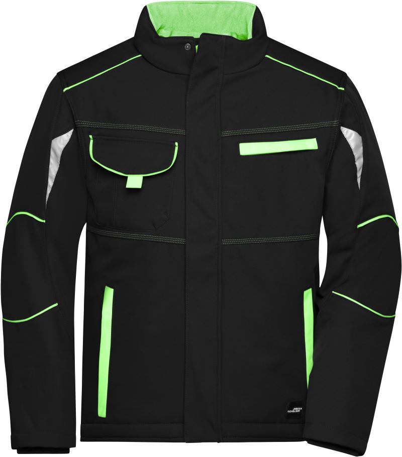 Levně Pracovní zimní softshellová bunda - Color - black/lime green