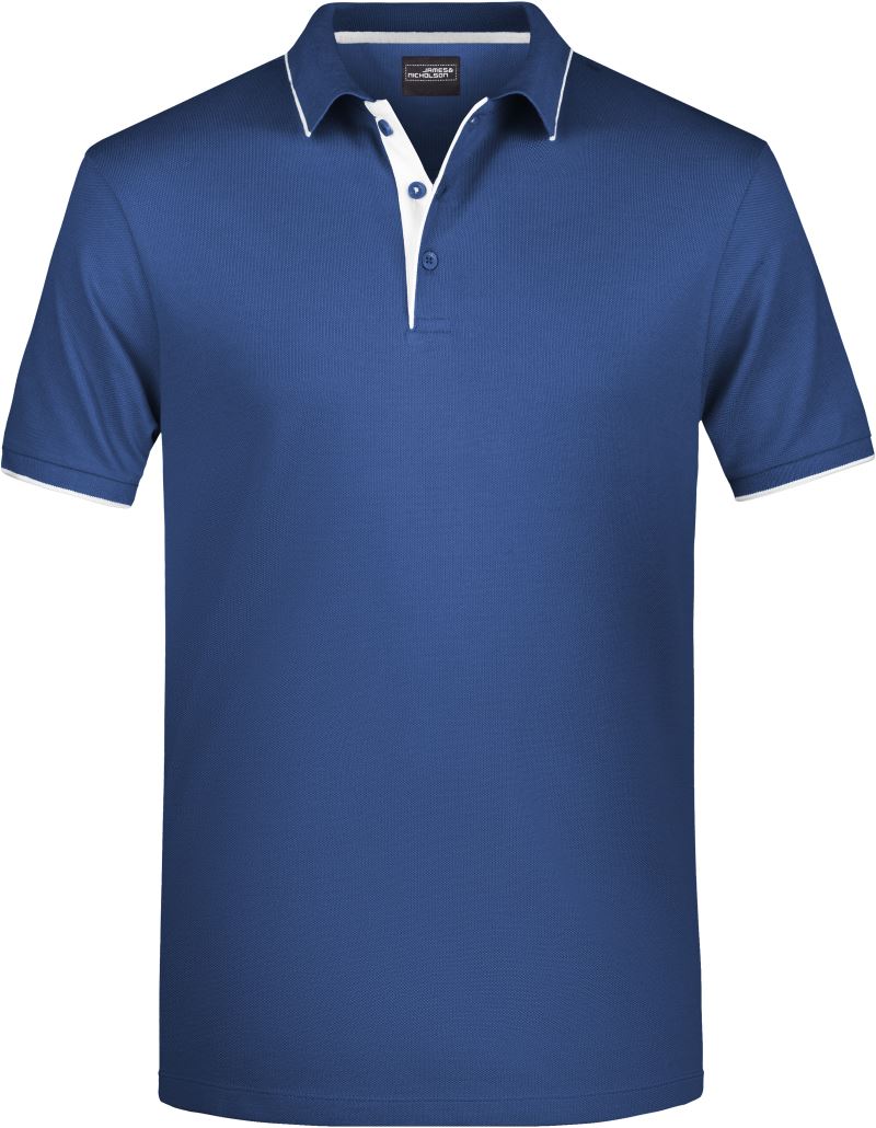 Levně Pánské piqué polo s kontrastní légou - navy/white