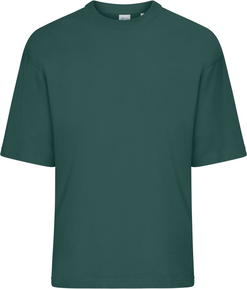 Levně Těžké bio oversize tričko - smoky green