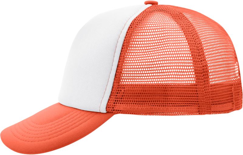 Levně 5 panelová polyesterová síťovaná kšiltovka - white/neon orange